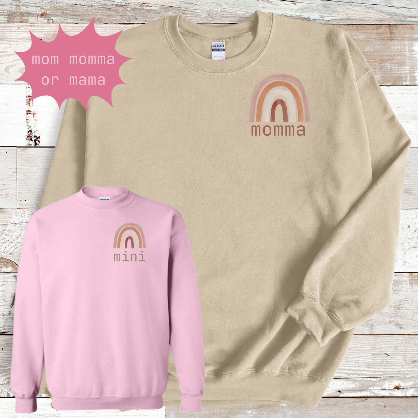 Rainbow pocket mom-momma-mama & mini Sweatshirt