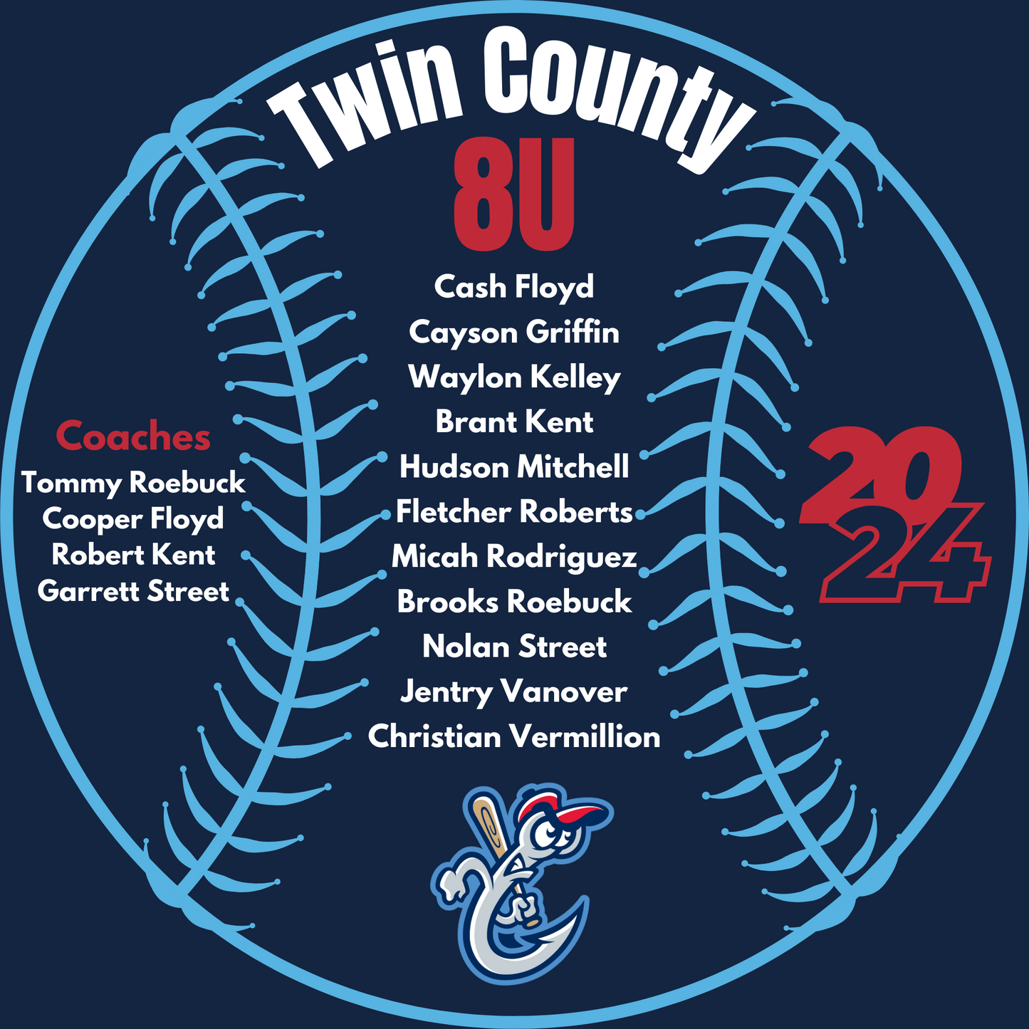 Hooks 8U Twin County 2024 Shirt