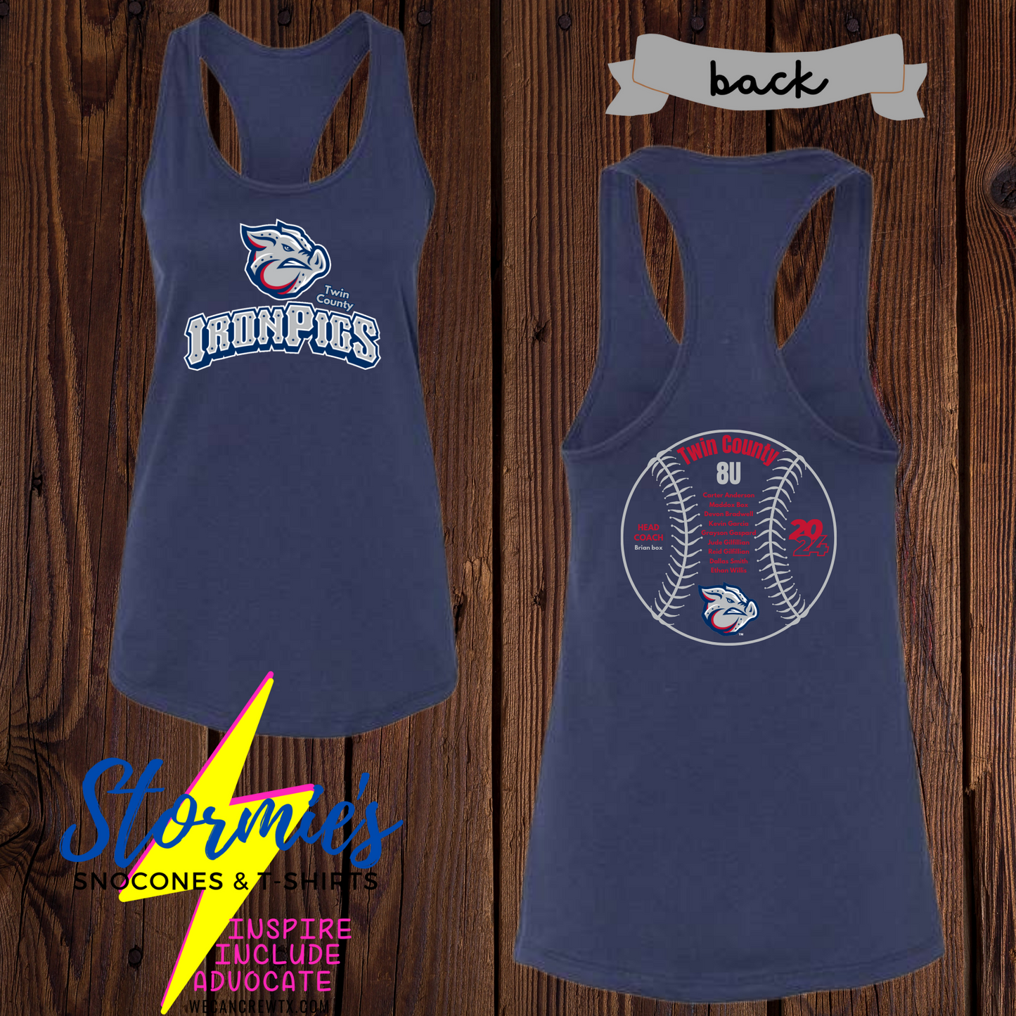 Iron pigs 8U 2024 Bella Racer Back Tank Top