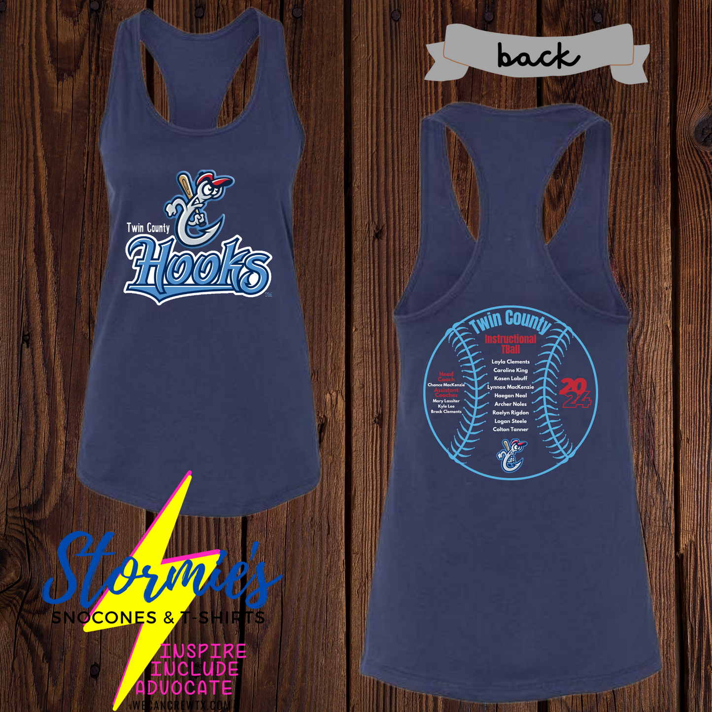 Hooks Tball Twin County 2024 Bella Racer Back Tank Top