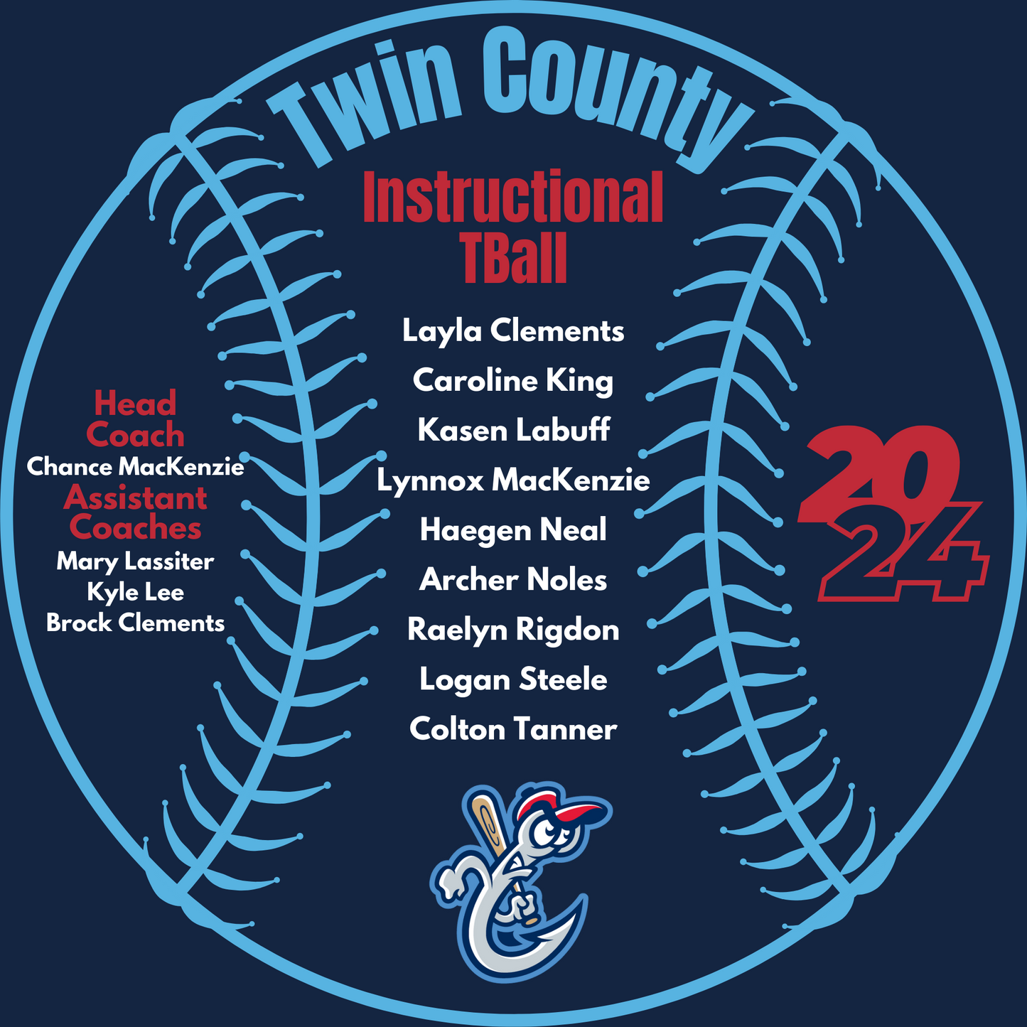 Hooks Tball Twin County 2024- Sweatshirt & Hoodie & Long Sleeve Shirt 2023-24