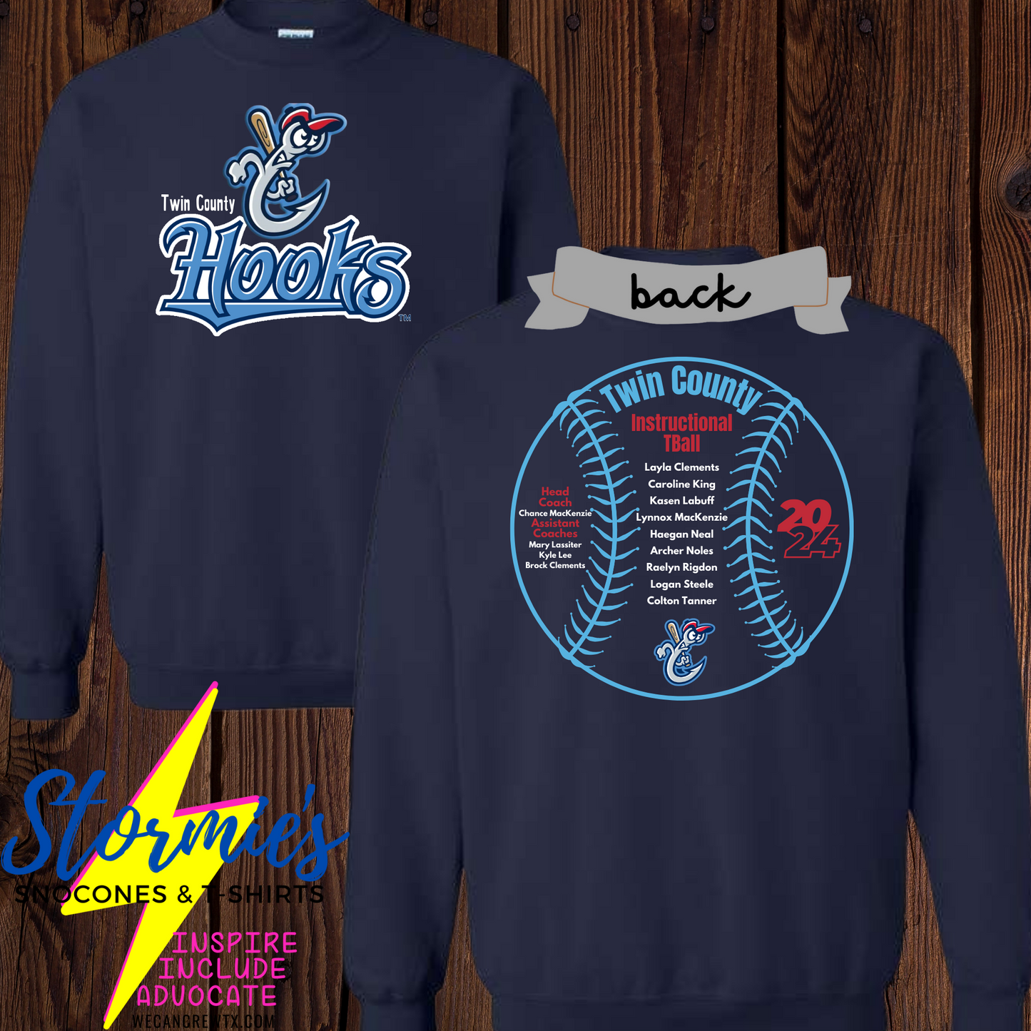 Hooks Tball Twin County 2024- Sweatshirt & Hoodie & Long Sleeve Shirt 2023-24