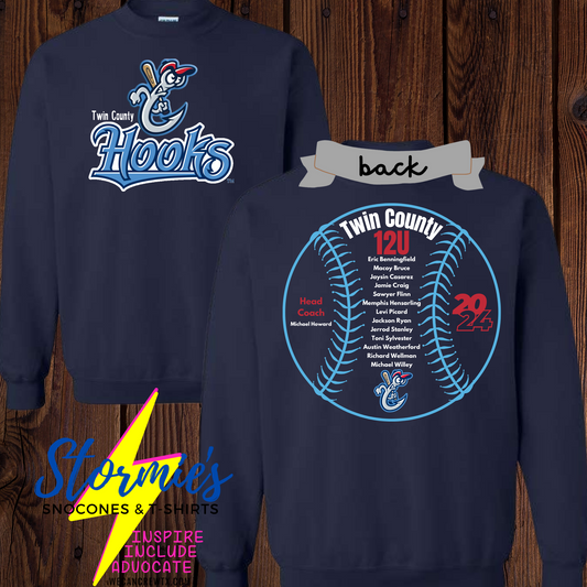 Hooks 12U Twin County 2024- Sweatshirt & Hoodie & Long Sleeve Shirt 2023-24