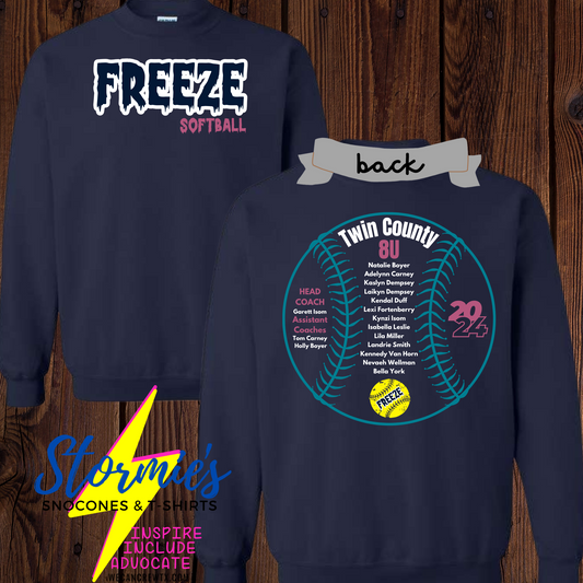 Freeze 8U Twin County 2024- Sweatshirt & Hoodie & Long Sleeve Shirt 2023-24