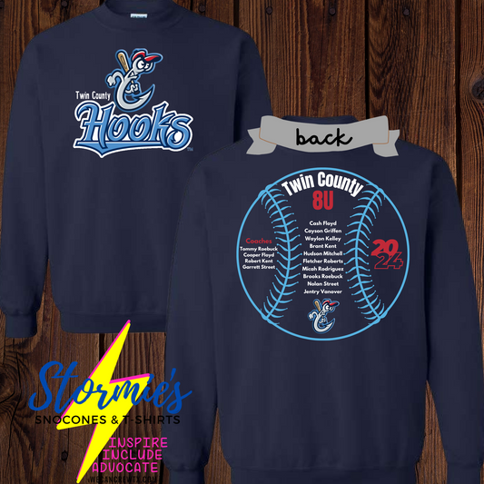 Hooks 8U Twin County 2024- Sweatshirt & Hoodie & Long Sleeve Shirt 2023-24