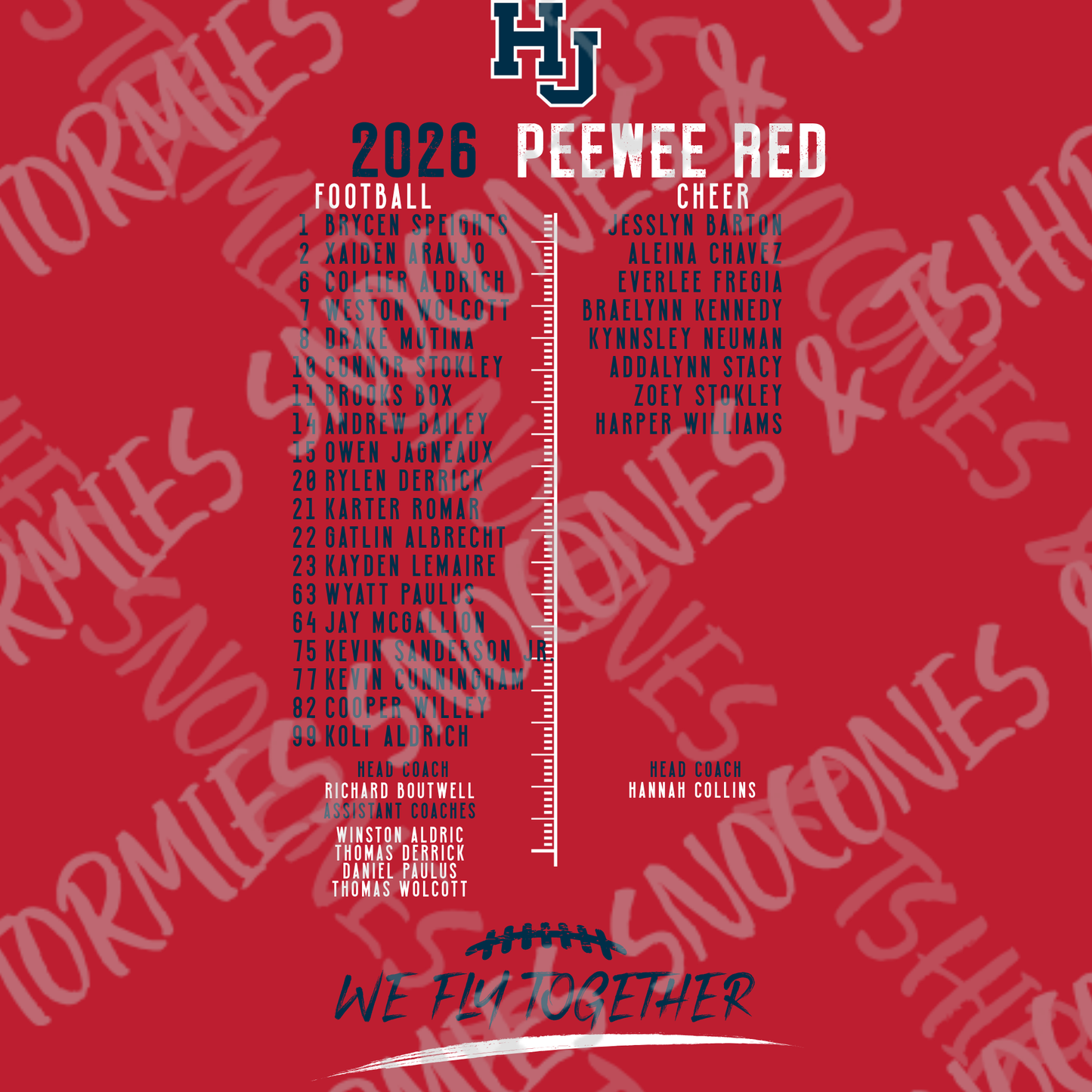 Hardin Jefferson Hawks HJYS Football & Cheer 2026 Shirt - PEEWEE RED