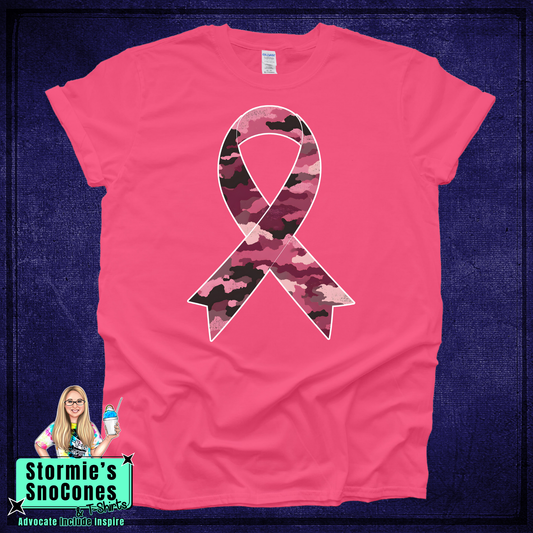 Breast Cancer Pink Out Camo Ribbon Pink Gildan Dryfit Comfort Colors Tultex Shirt