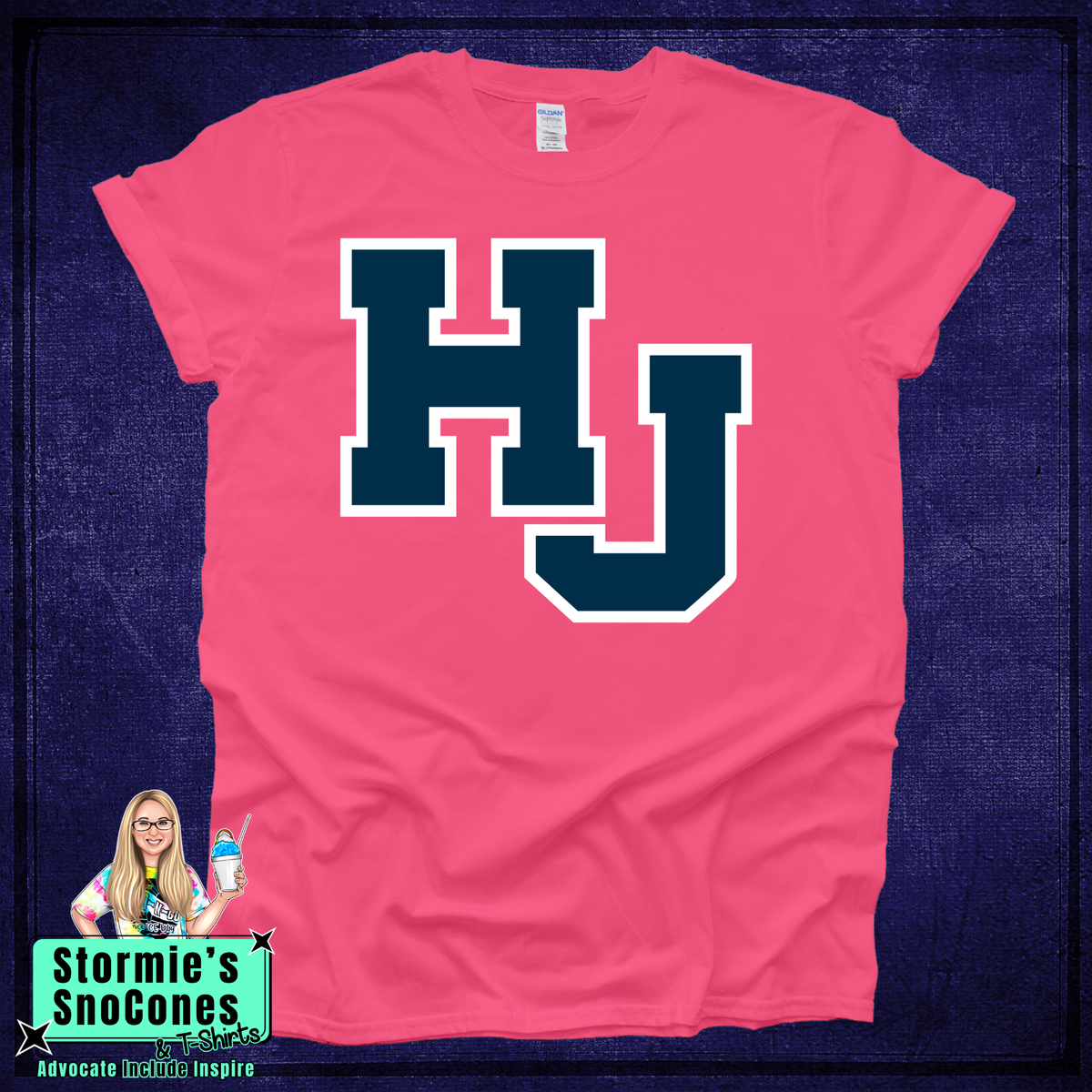HJ 2 color Logo Pink Out Pink Gildan Dryfit Comfort Colors Tultex Shirt