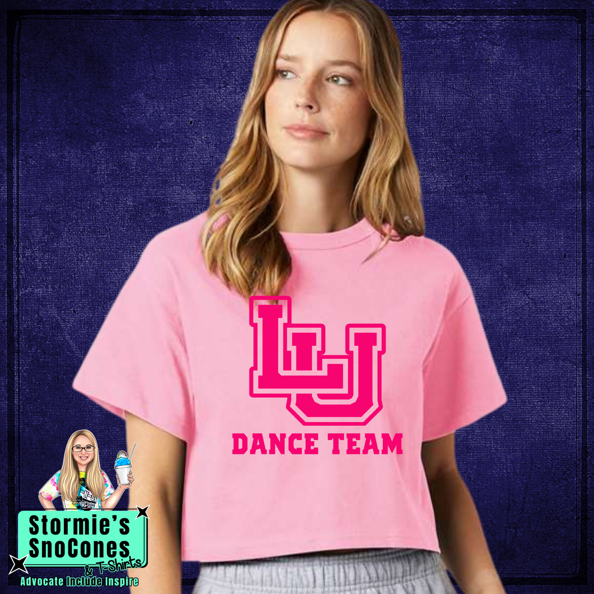 LUDT Lamar University Dance Team Logo Pink Women's Heritage Jersey Crop Top