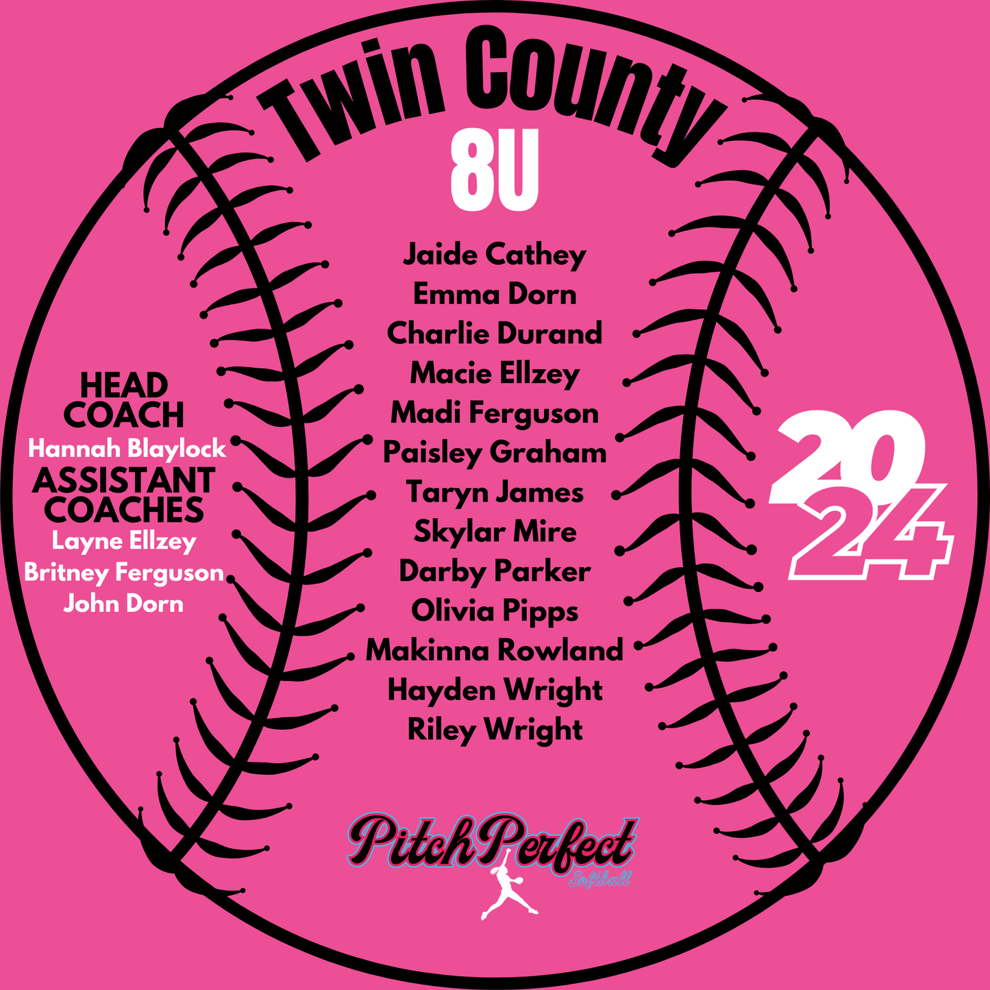 Pitch Perfect softball 8U Twin County 2024- Sweatshirt & Hoodie 2023-24