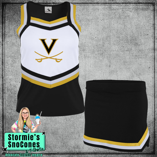 Vidor Pirates Custom Black Gold Cheer Outfit 2026 Preorder