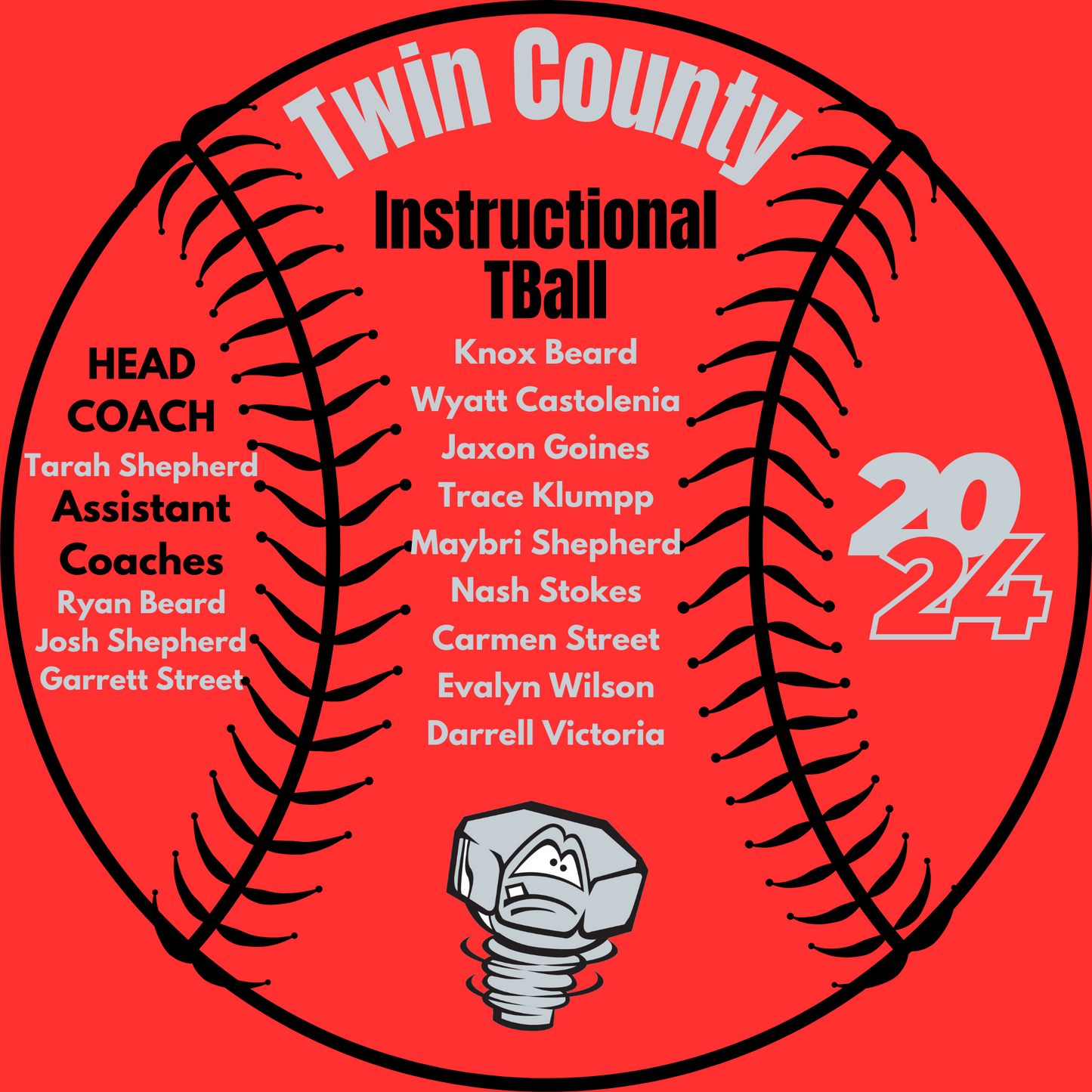 Lugnuts Instructional Tball Twin County 2024 Shirt