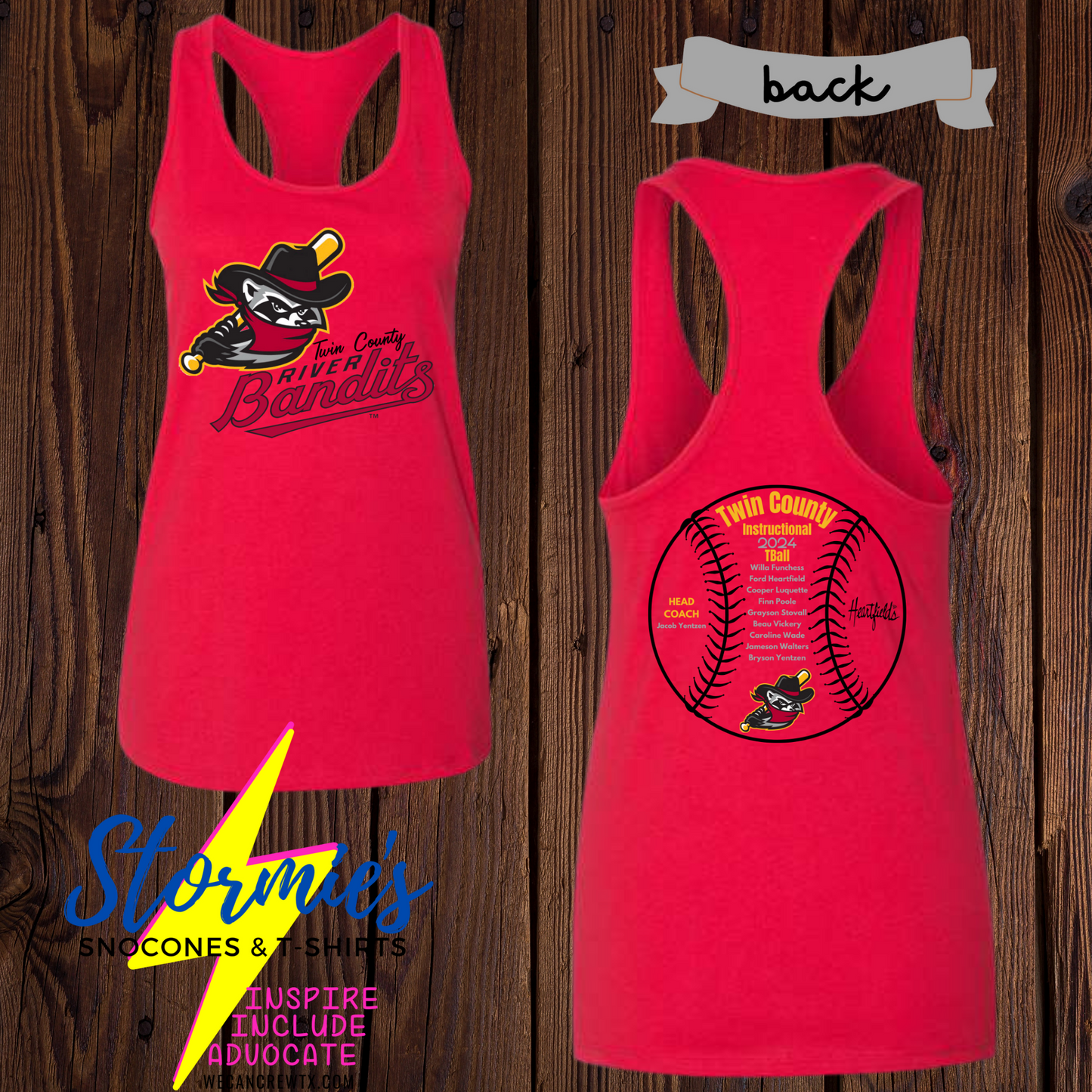 River Bandits Twin County Instructional Tball 2024 Bella Racer Back Tank Top