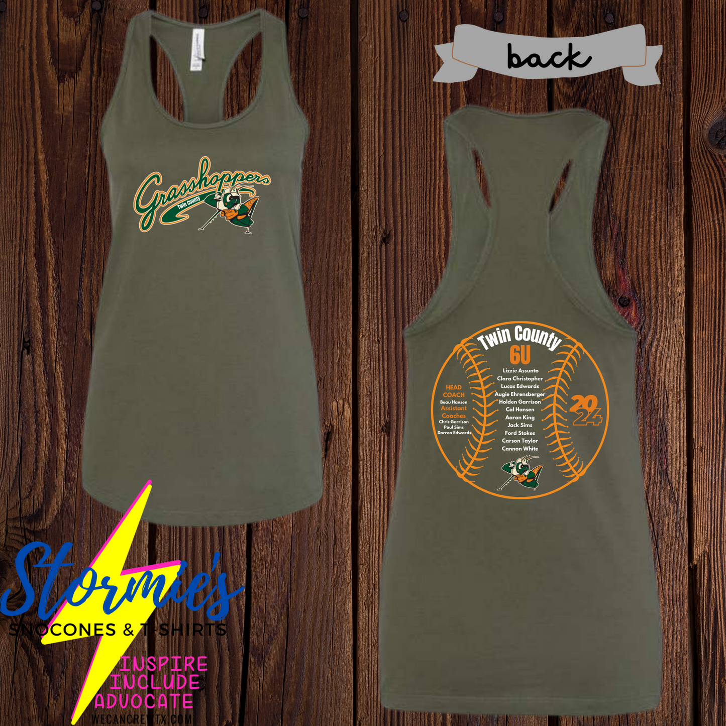 Grasshoppers 6U Twin County 2024 Bella Racer Back Tank Top