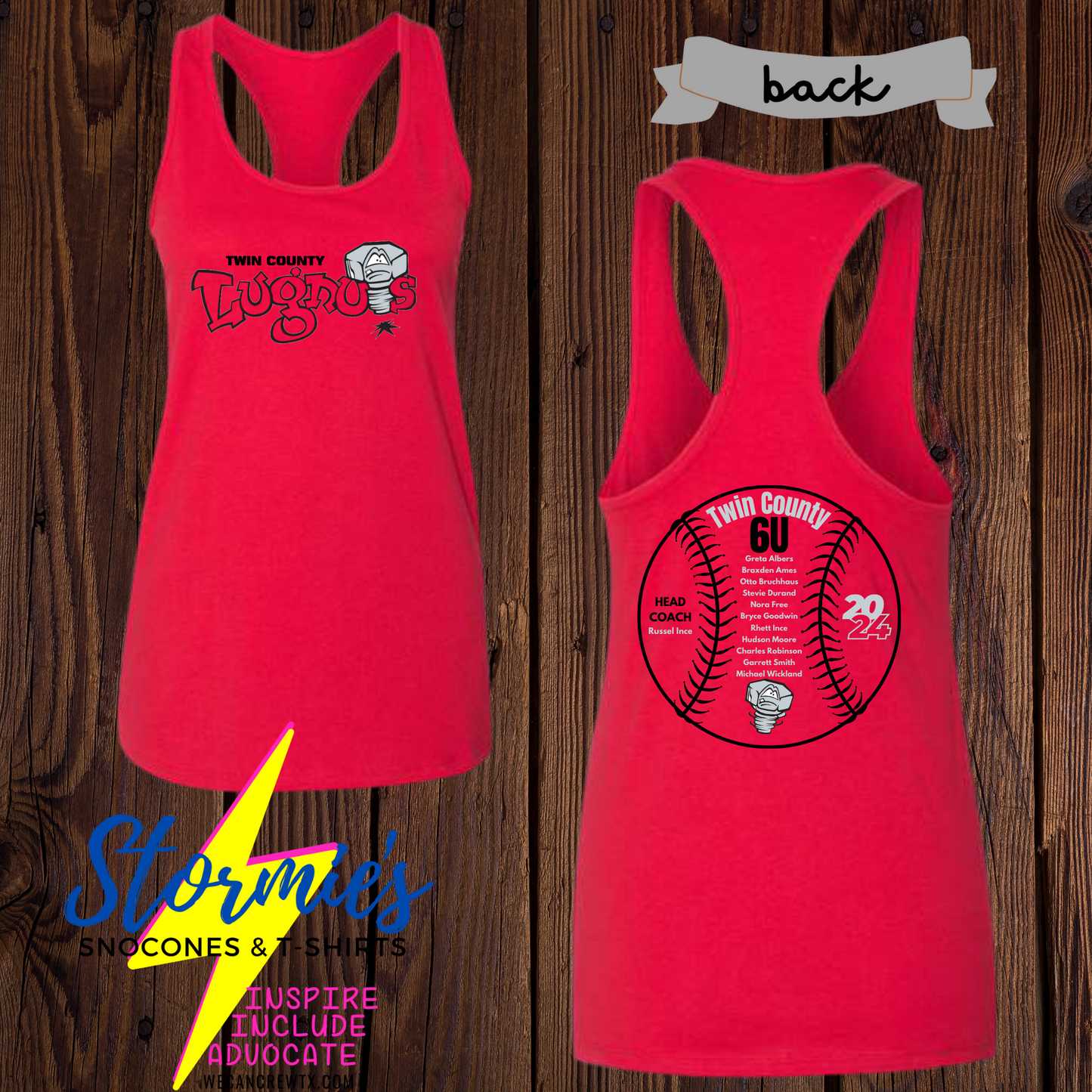 Lugnuts 6U Twin County 2024 Bella Racer Back Tank Top