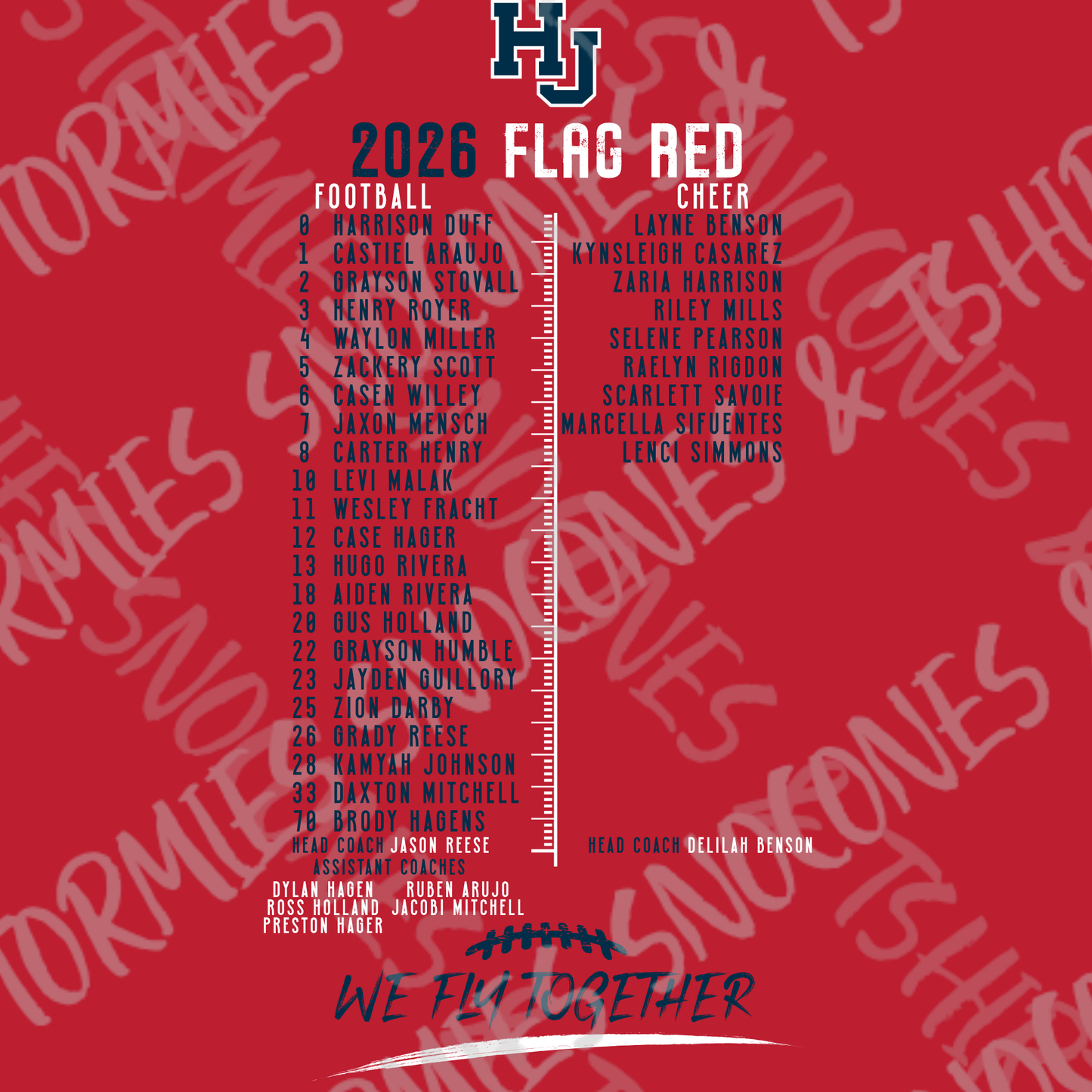 Hardin Jefferson Hawks HJYS Football & Cheer 2026 Shirt - FLAG RED