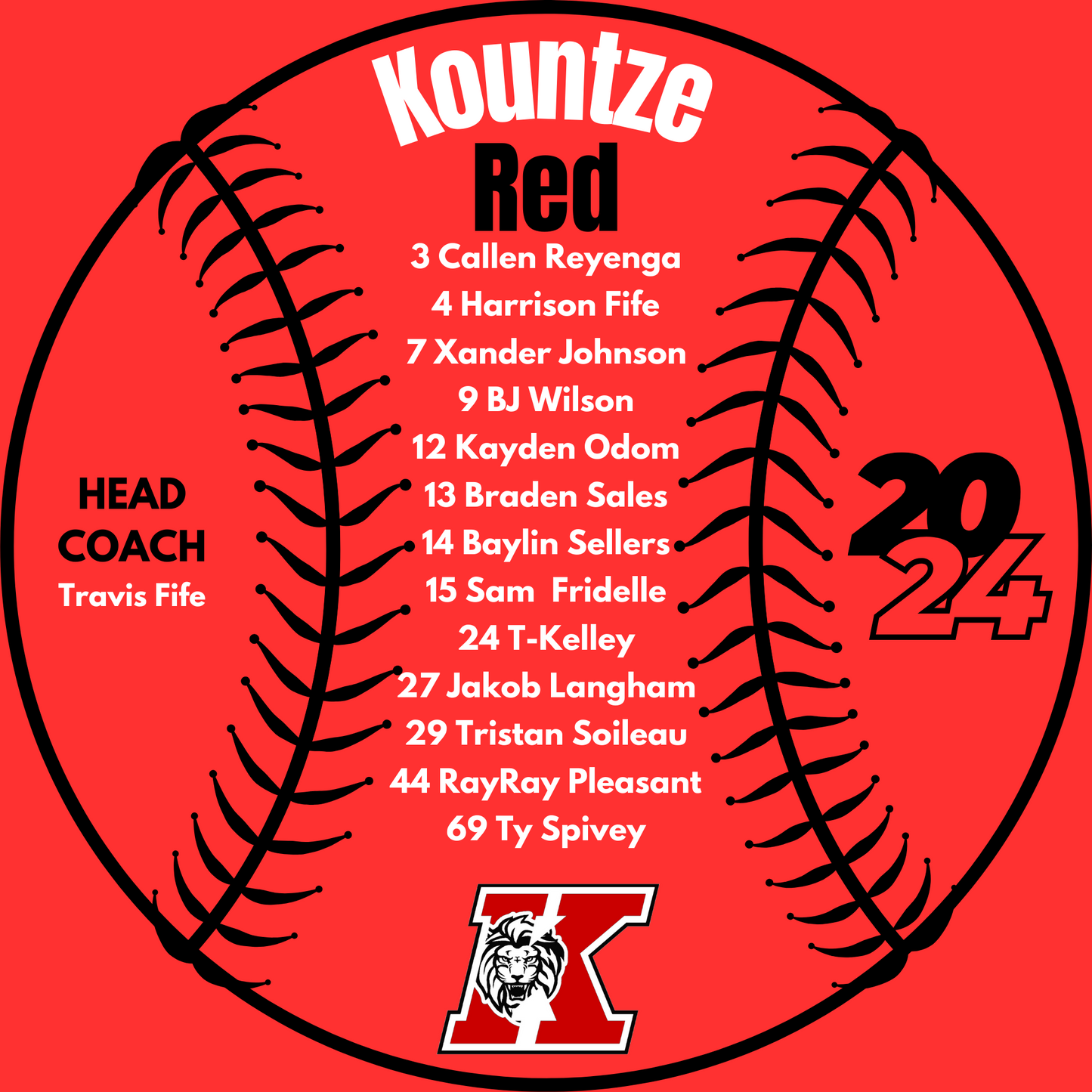 Kountze Red 2024 Baseball Shirt