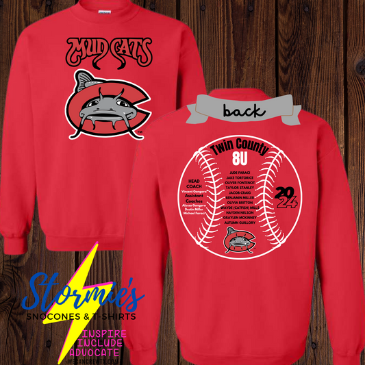 Mudcats 8U Twin County 2024 Baseball - Sweatshirt & Hoodie & Long Sleeve Shirt 2023-24