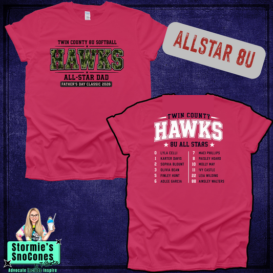 Twin County All-Stars 8U 2026 Father's Day Pink Shirt