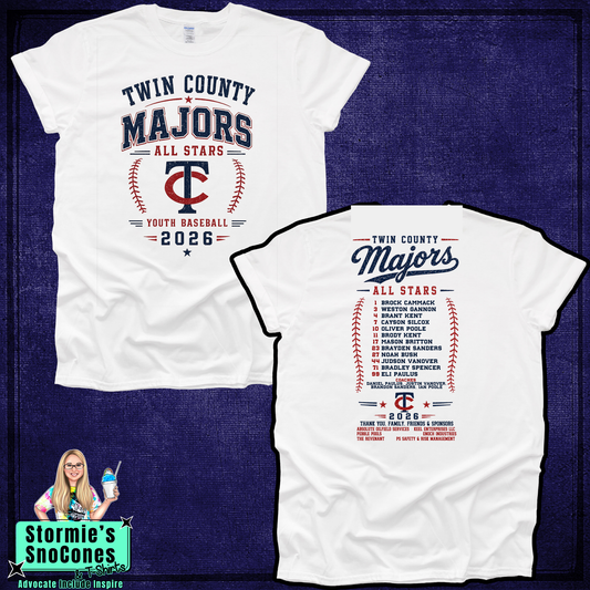 Twin County All-Stars Majors 2026 Classic White Shirt
