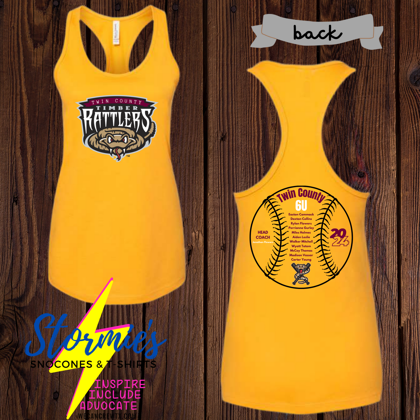 Timber Rattlers Twin County 6U 2024 Bella Racer Back Tank Top