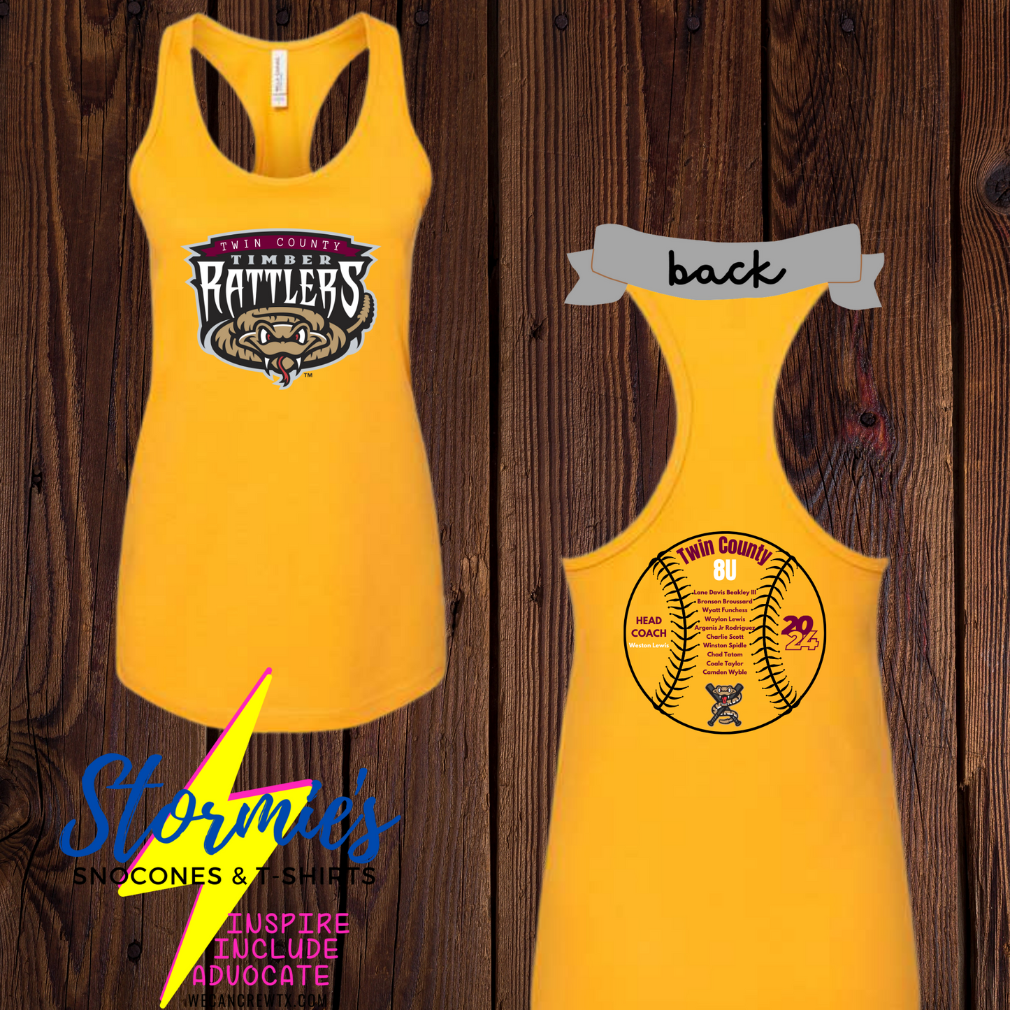 Timber Rattlers Twin County 8U 2024 Bella Racer Back Tank Top