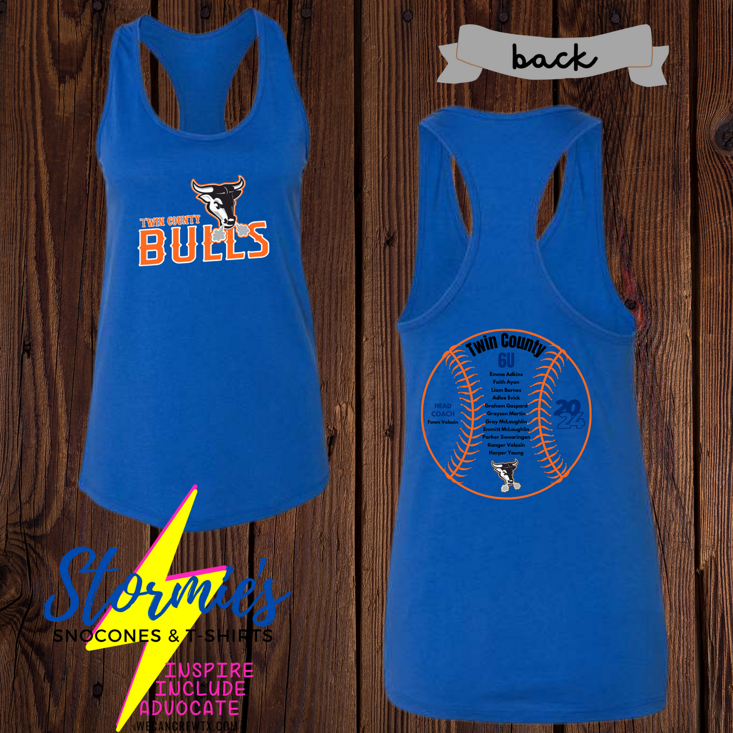 Bulls 6U Twin County 2024 Bella Racer Back Tank Top