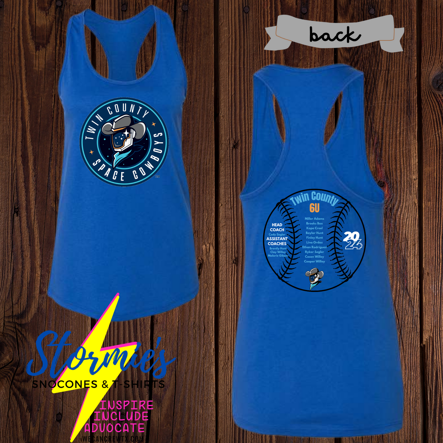 Space Cowboys 6U Twin County 2024 Bella Racer Back Tank Top