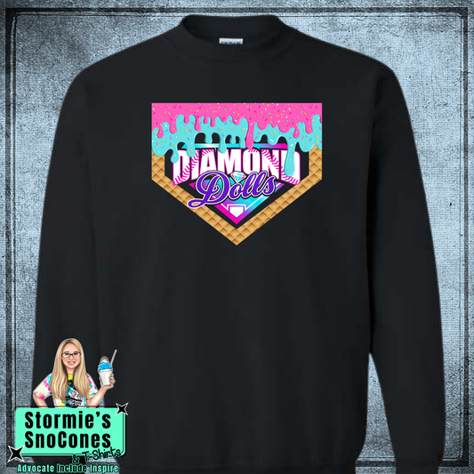Diamond Dolls Baseball Drip - Black Sweatshirt & Hoodie & Long Sleeve Shirt