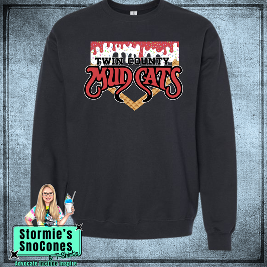 Mudcats Baseball Drip - Black Sweatshirt & Hoodie & Long Sleeve Shirt