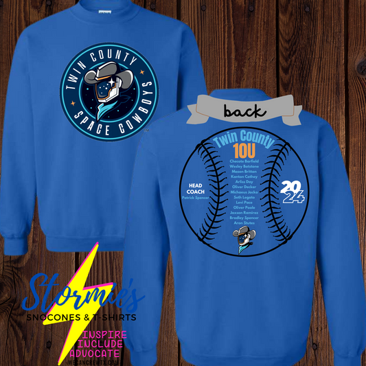 Space Cowboys 10U Twin County 2024- Sweatshirt & Hoodie & Long Sleeve Shirt 2023-24