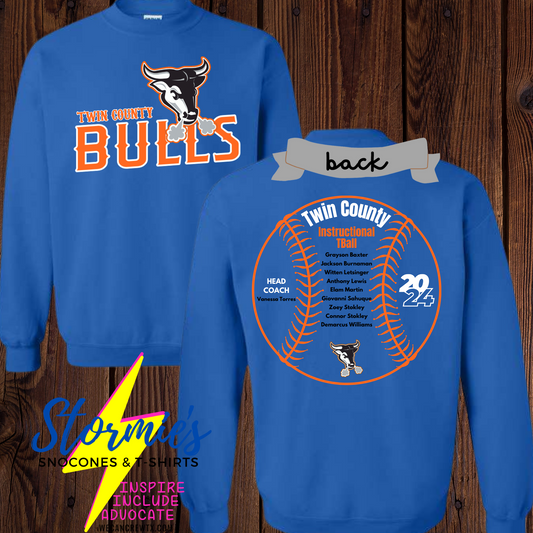 Bulls Instructional Tball Twin County 2024- Sweatshirt & Hoodie & Long Sleeve Shirt 2023-24