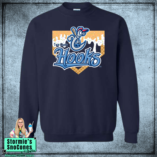 Hooks Baseball Drip - Navy Sweatshirt & Hoodie & Long Sleeve Shirt