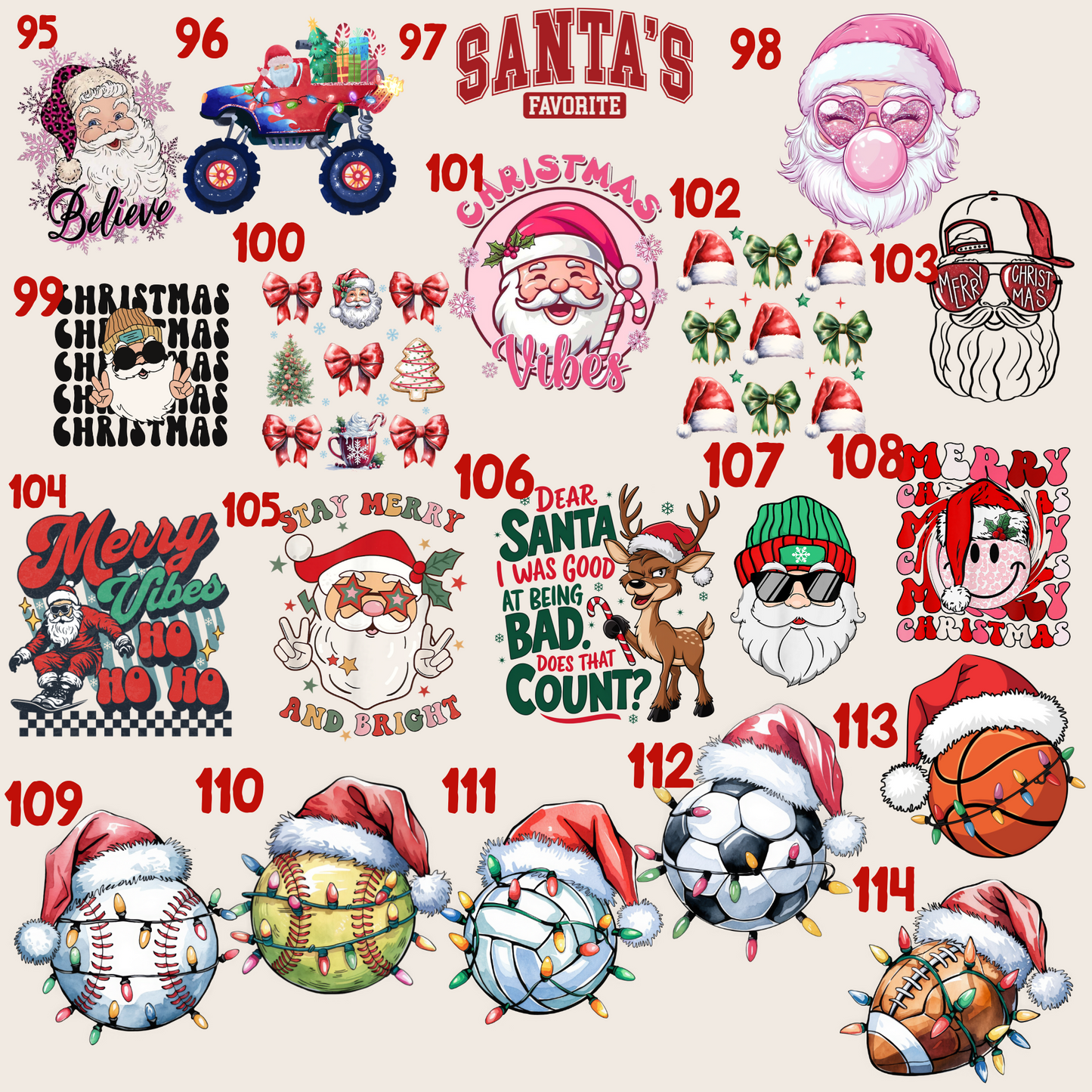 December Dress Up Days No Fuss 7 Shirt Pack 100+ Design Options