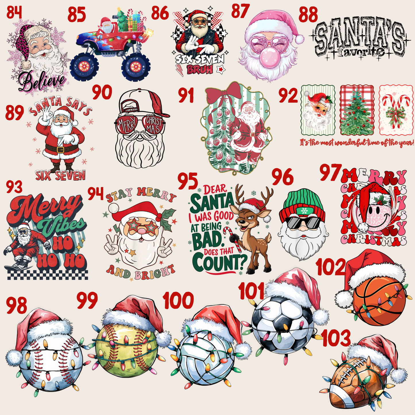 December Dress Up Days No Fuss 7 Shirt Pack 100+ Design Options