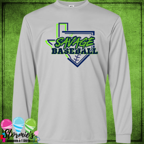 Savage Baseball 2025 Gray Dry Fit Long Sleeve Shirt