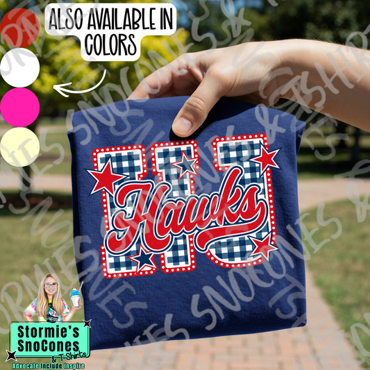HJ Hawks Plaid Stars Gildan Comfort Colors Tultex Shirt