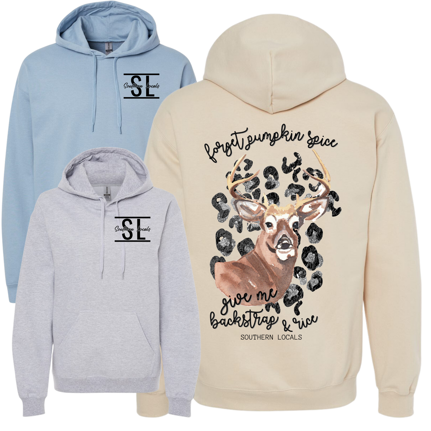 Southern Locals Back Strap and Rice Deer Hoodie