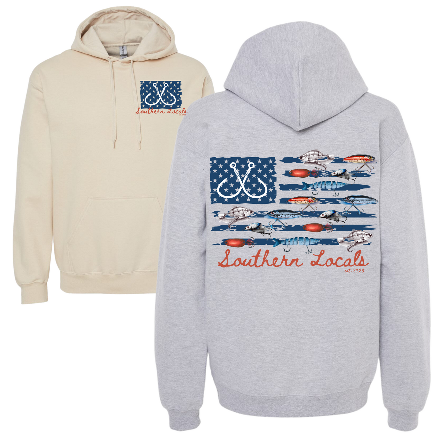 Southern Locals Fishing Lure Flag Hoodie