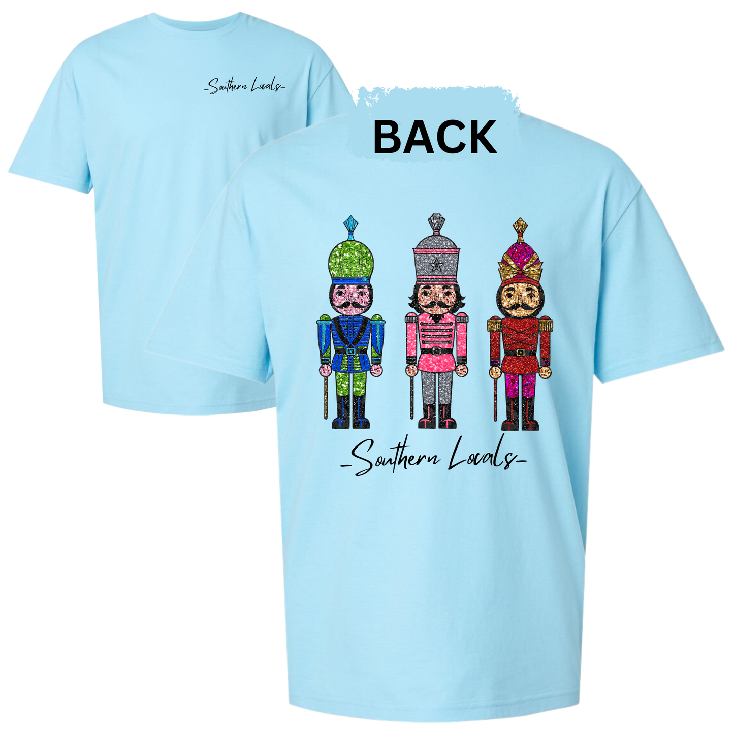 Southern Locals Glitter Nutcracker SoftStyle Light Blue Shirt