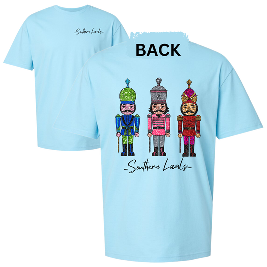 Southern Locals Glitter Nutcracker SoftStyle Light Blue Shirt