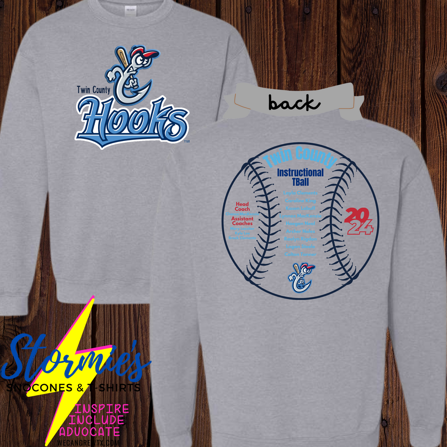 Hooks Tball Twin County 2024- Sweatshirt & Hoodie & Long Sleeve Shirt 2023-24