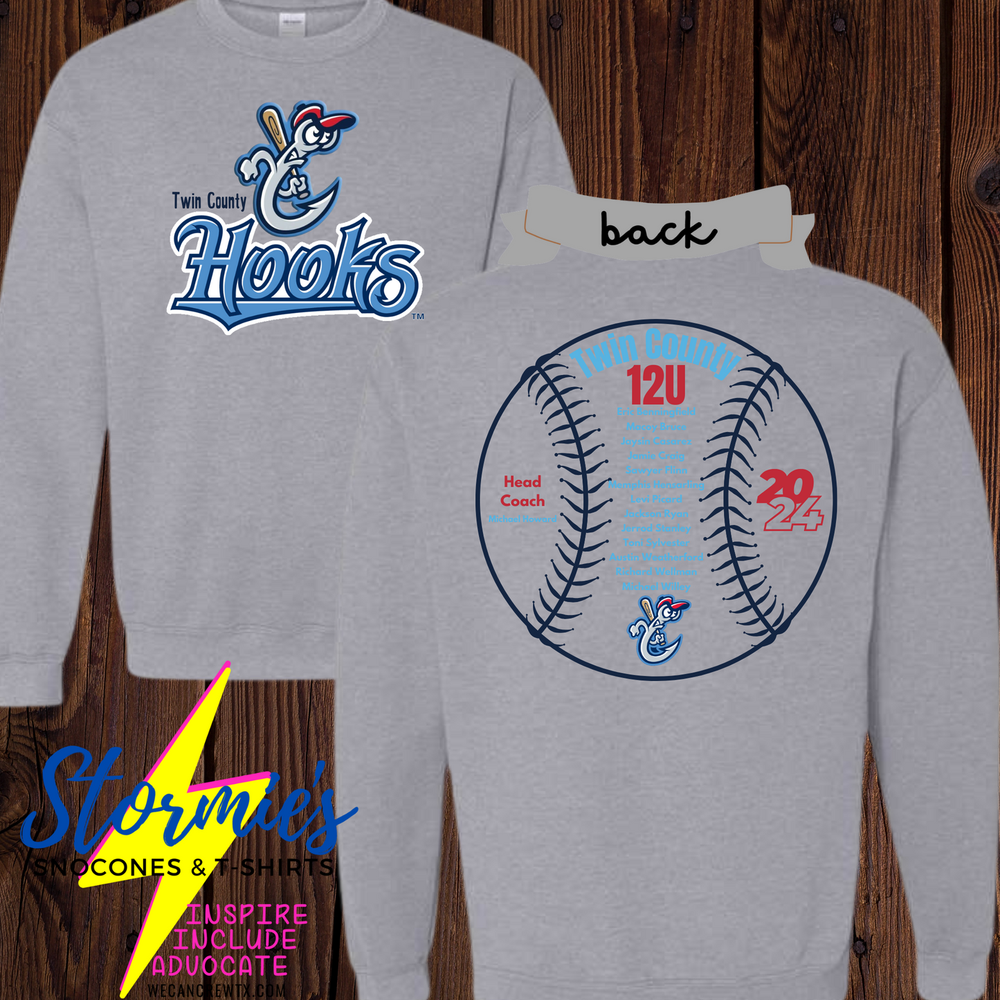 Hooks 12U Twin County 2024- Sweatshirt & Hoodie & Long Sleeve Shirt 2023-24