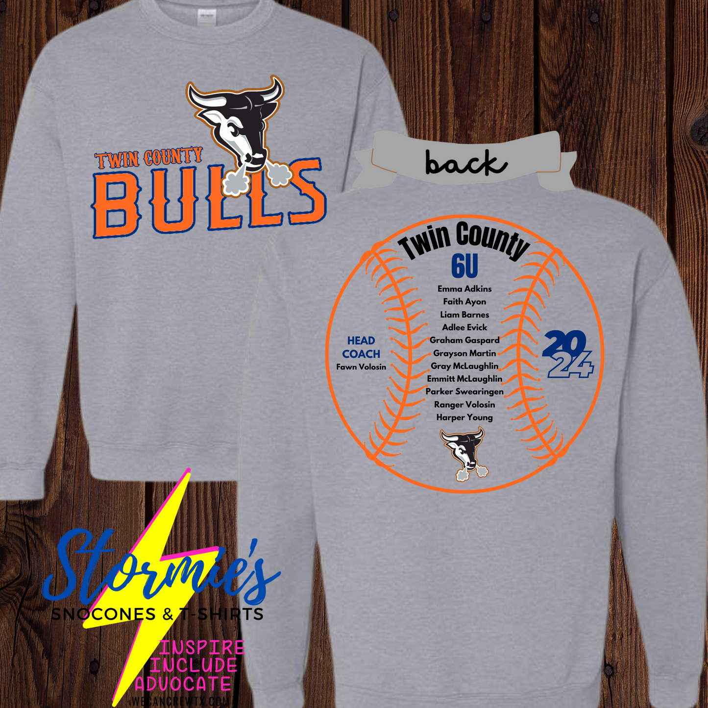 Bulls 6U Twin County 2024- Sweatshirt & Hoodie & Long Sleeve Shirt 2023-24