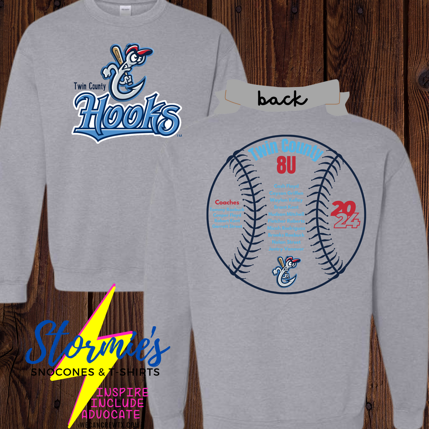 Hooks 8U Twin County 2024- Sweatshirt & Hoodie & Long Sleeve Shirt 2023-24