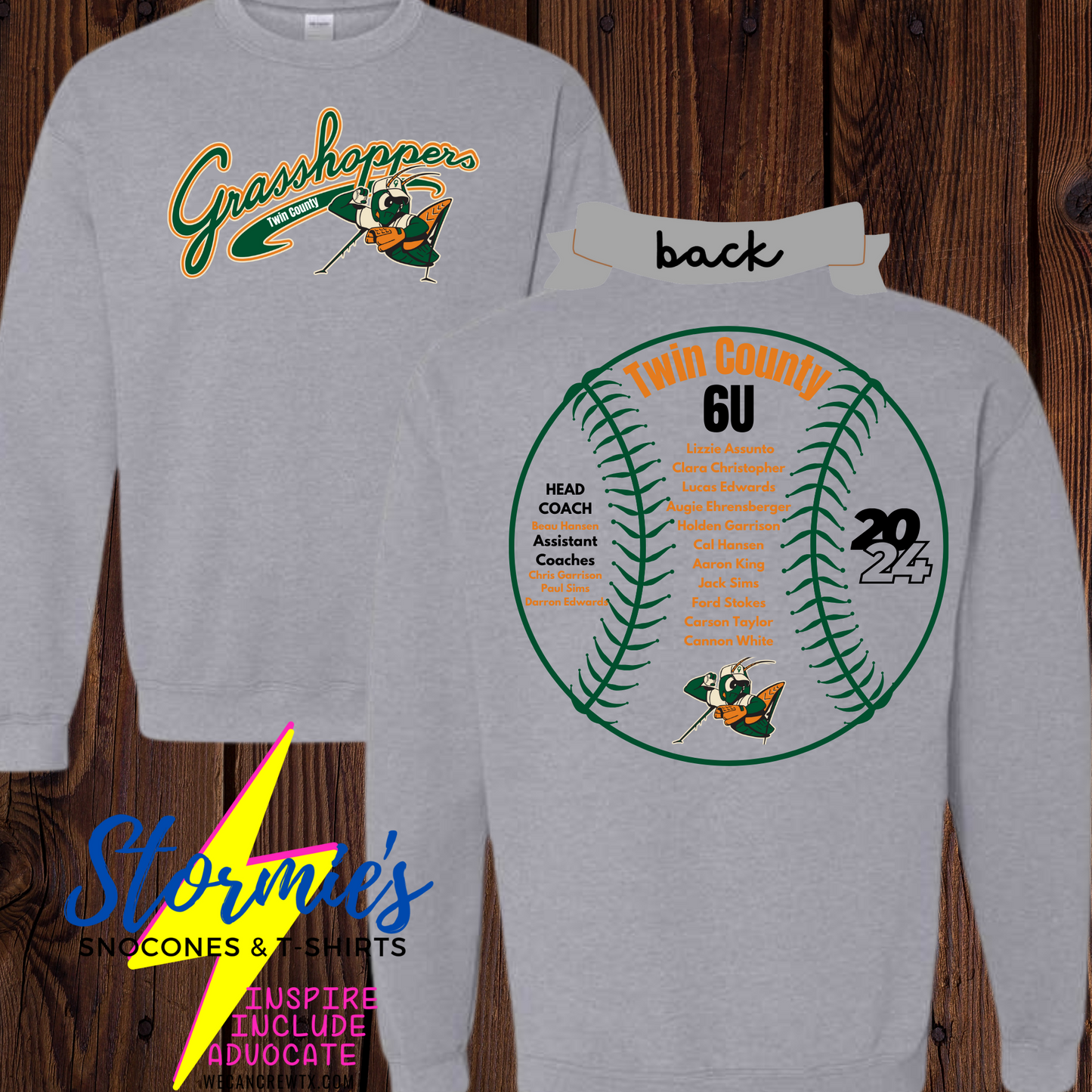 Grasshoppers 6U Twin County 2024- Sweatshirt & Hoodie & Long Sleeve Shirt 2023-24