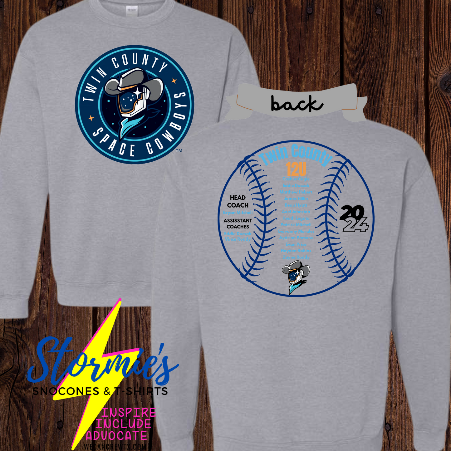 Space Cowboys 12U Twin County 2024- Sweatshirt & Hoodie & Long Sleeve Shirt 2023-24