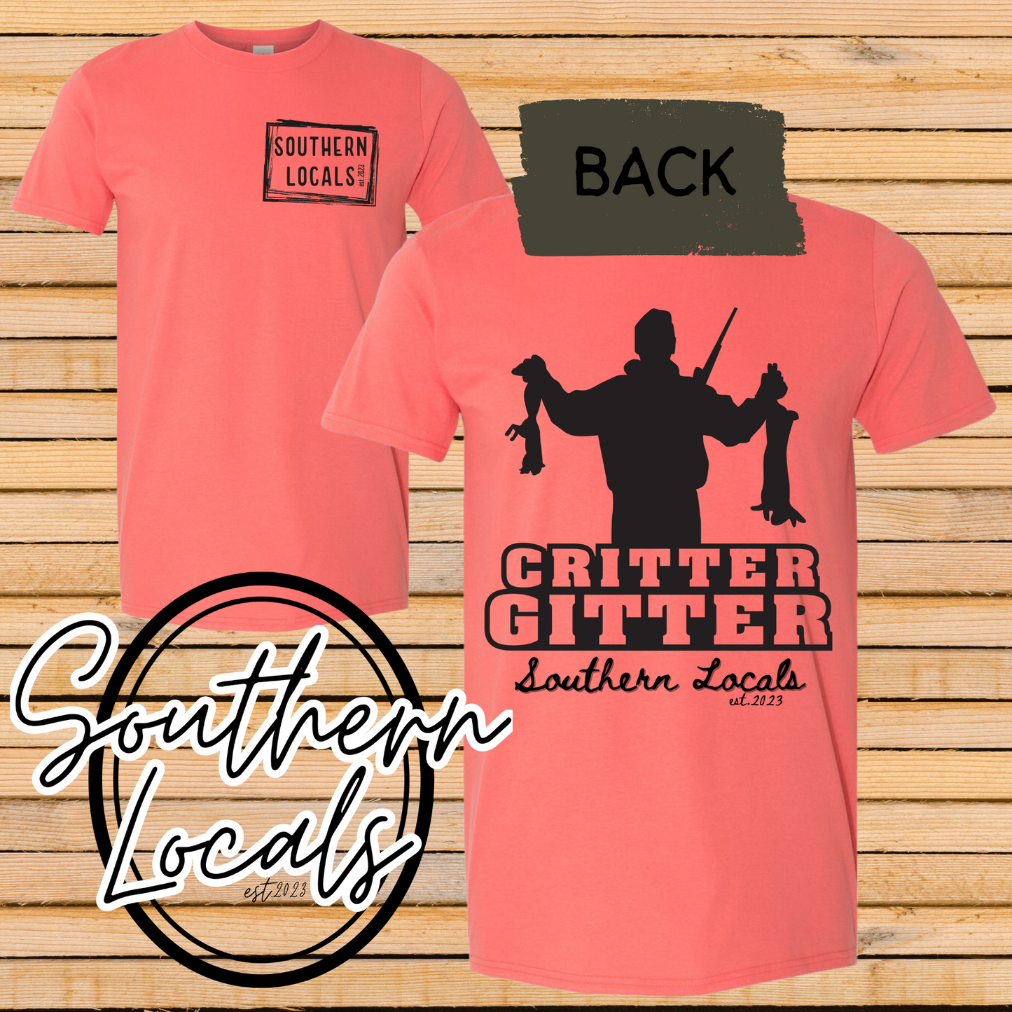 Southern Locals Critter Gitter SoftStyle Shirt coral