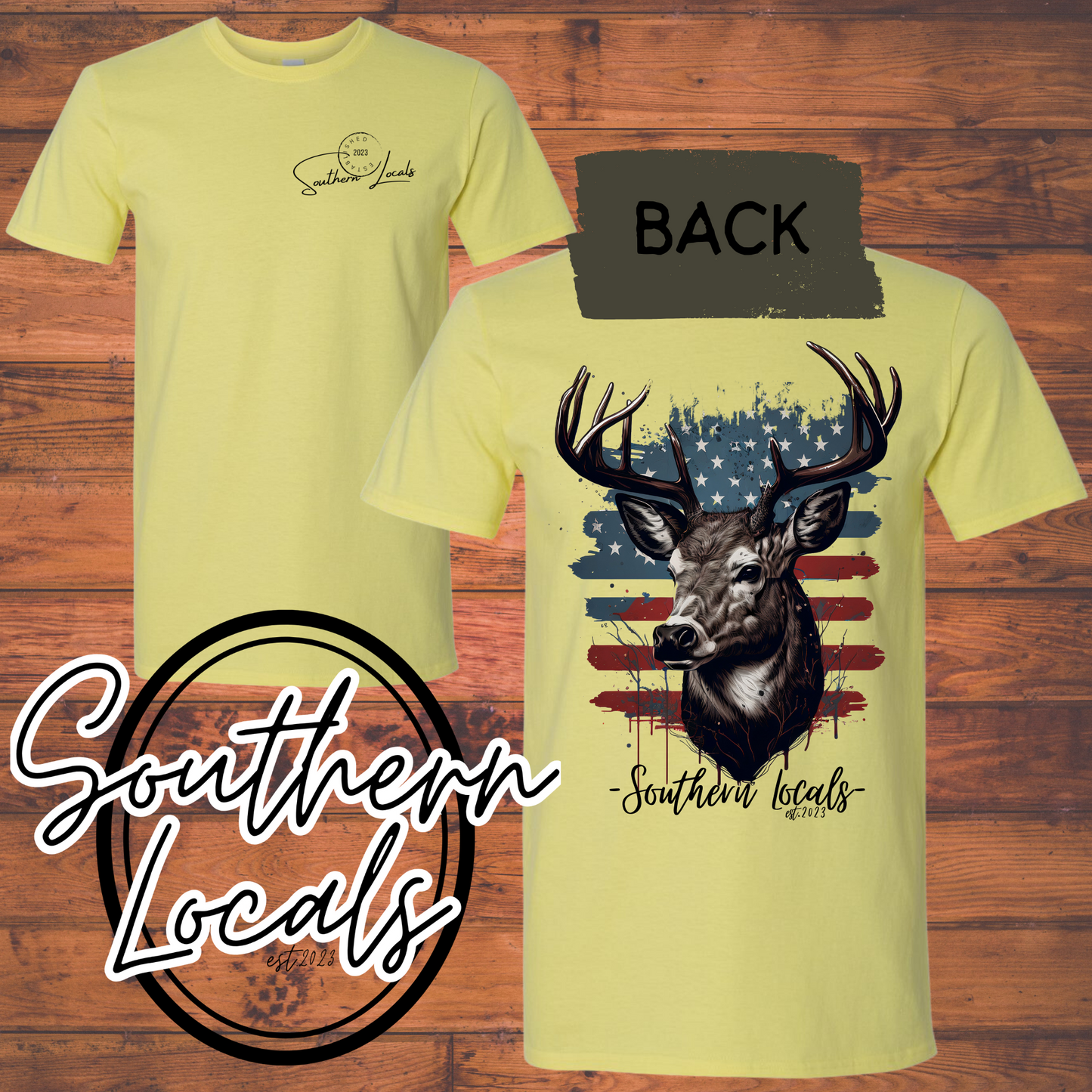 Copy of Southern Locals Deer Flag SoftStyle Shirt cornsilk