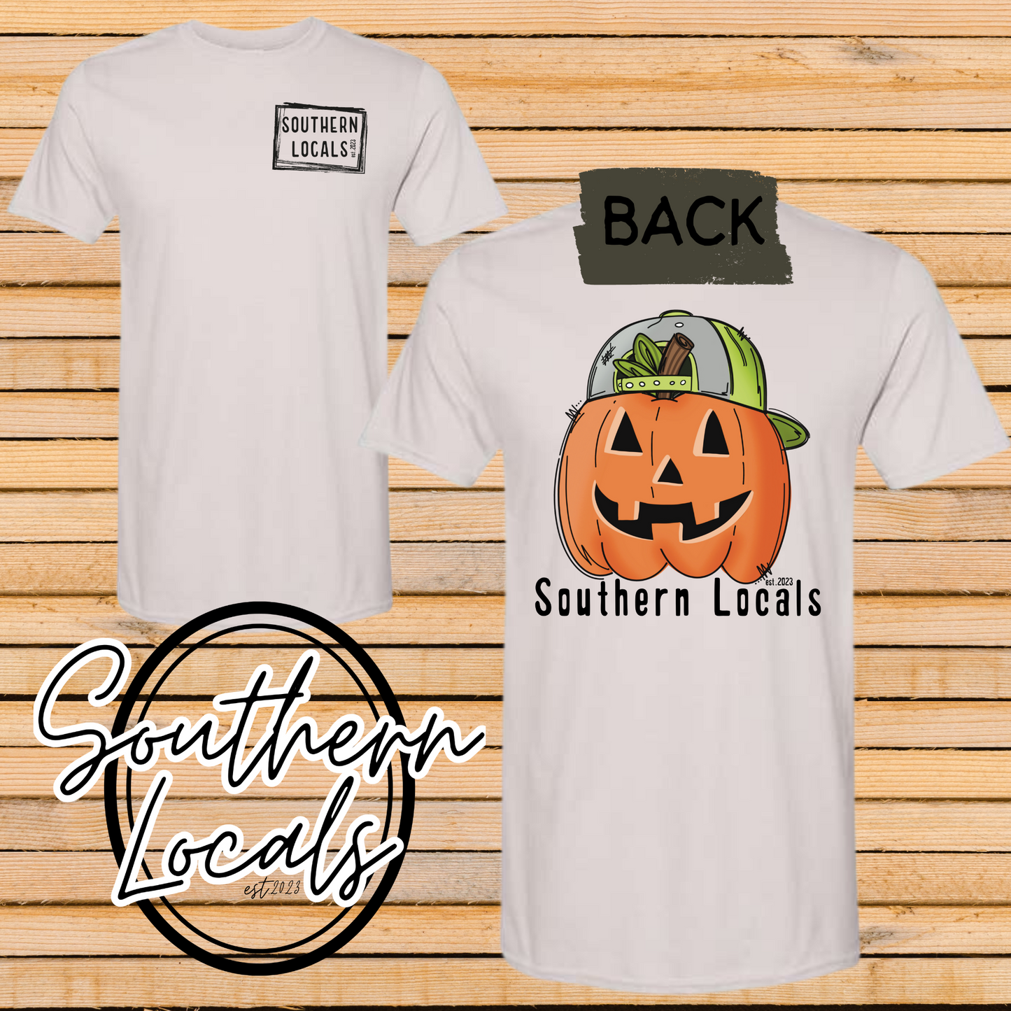 Southern Locals Pumpkin Boy Hat White SoftStyle Shirt